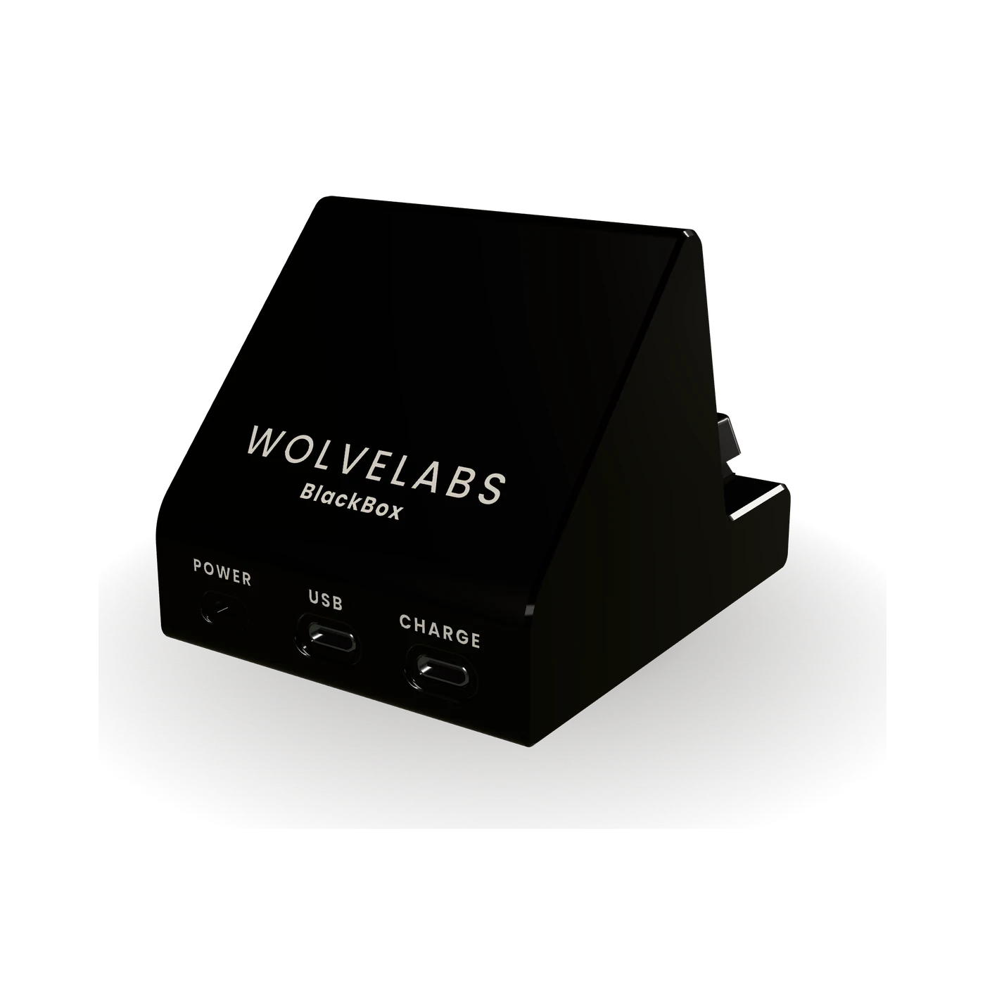 The back of Crypt BlackBox with the power switch and two USB-C ports